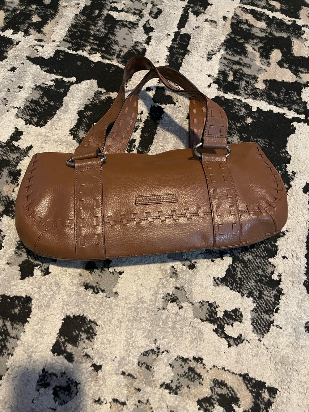 BCBGMaxAzria Brown Leather Whipstitch Satchel